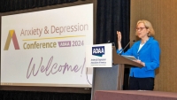 Helen Blair Simpson, MD, PhD; presenting at a conference in 2024